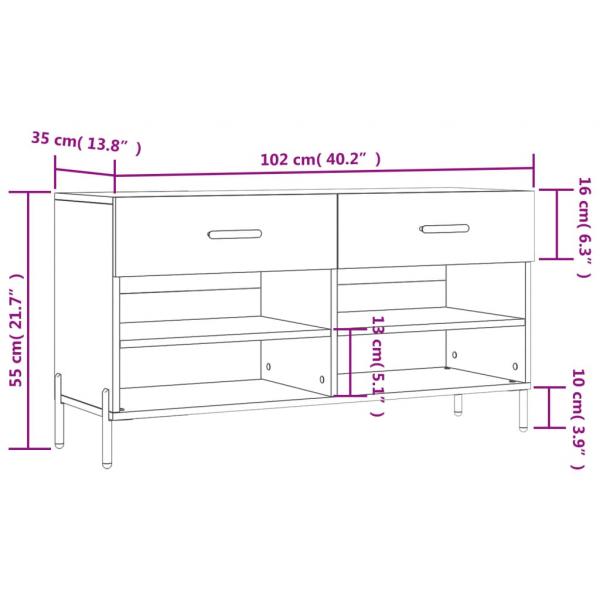 Schuhbank Räuchereiche 102x35x55 cm Holzwerkstoff