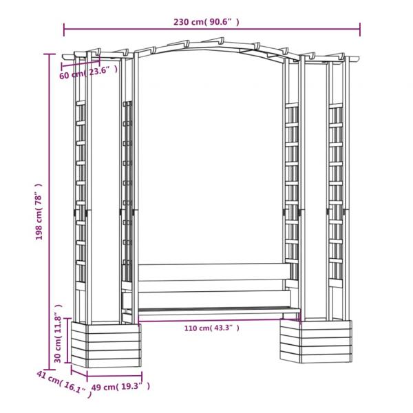 Garten-Pergola mit Bank & Pflanzkübeln Kiefernholz Imprägniert