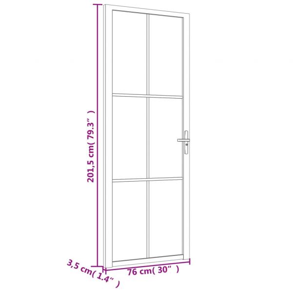 Innentür 76x201,5 cm Schwarz Mattglas und Aluminium