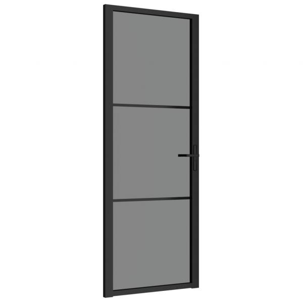 Innentür 76x201,5 cm Schwarz ESG-Glas und Aluminium