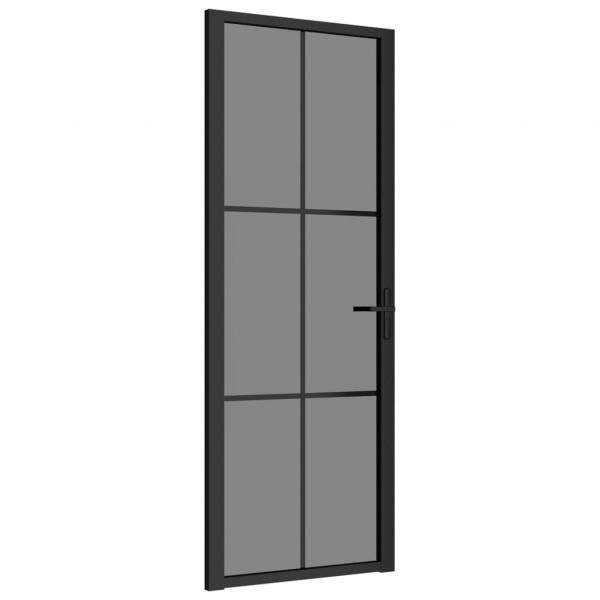 Innentür 76x201,5 cm Schwarz ESG-Glas und Aluminium