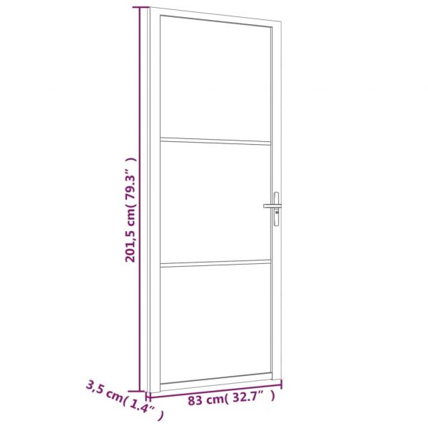 Innentür 83x201,5 cm Weiß ESG-Glas und Aluminium