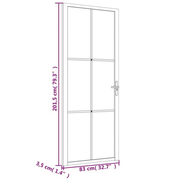 Innentür 83x201,5 cm Weiß ESG-Glas und Aluminium