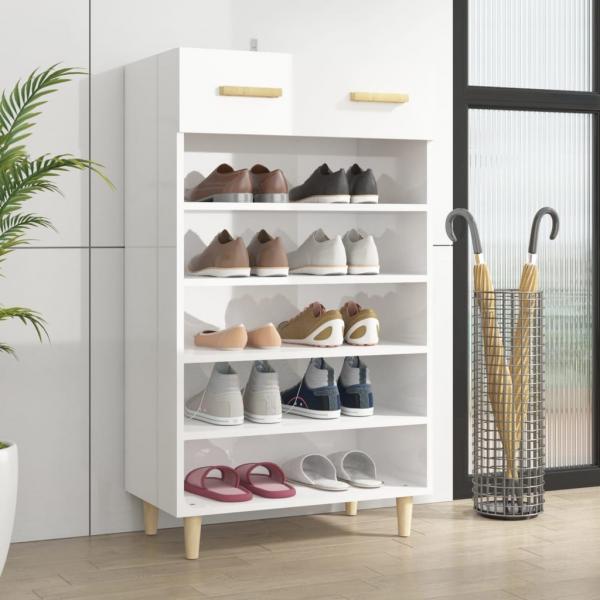 ARDEBO.de - Schuhschrank Hochglanz-Weiß 60x35x105 cm Holzwerkstoff