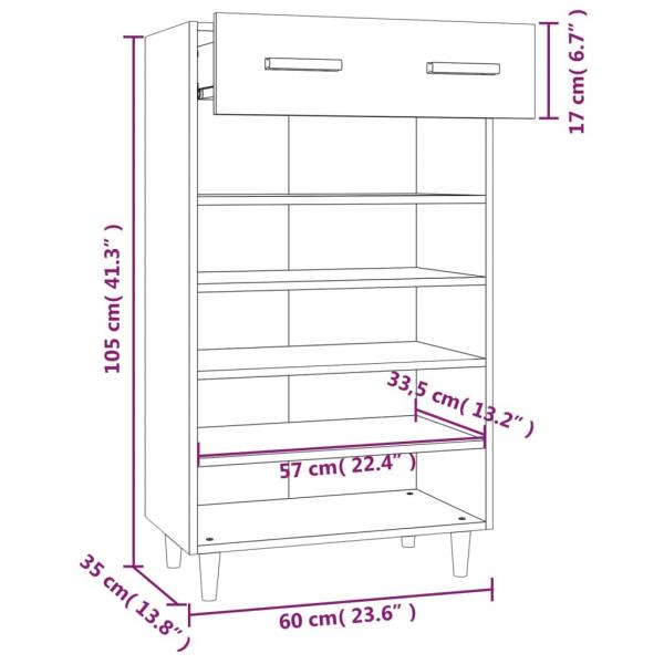 Schuhschrank Hochglanz-Weiß 60x35x105 cm Holzwerkstoff