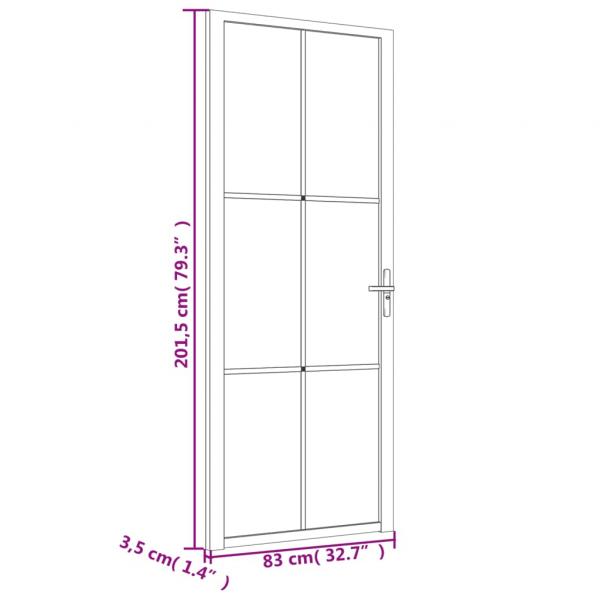 Innentür 83x201,5 cm Schwarz Mattglas und Aluminium