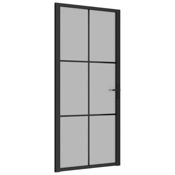 Innentür 93x201,5 cm Schwarz Mattglas und Aluminium