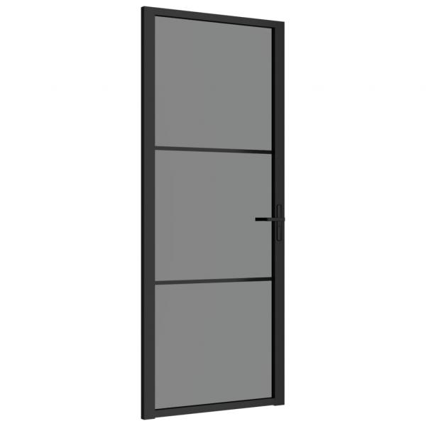 Innentür 83x201,5 cm Schwarz ESG-Glas und Aluminium