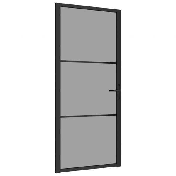 Innentür 93x201,5 cm Schwarz ESG-Glas und Aluminium