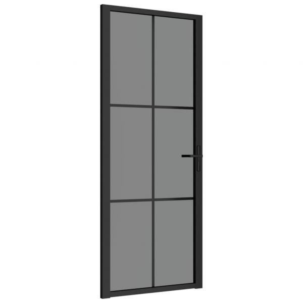 Innentür 83x201,5 cm Schwarz ESG-Glas und Aluminium