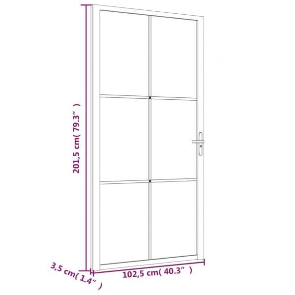 Innentür 102,5x201,5 cm Schwarz ESG-Glas und Aluminium