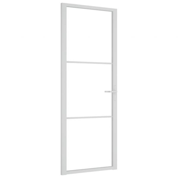 Innentür 76x201,5 cm Weiß ESG-Glas und Aluminium