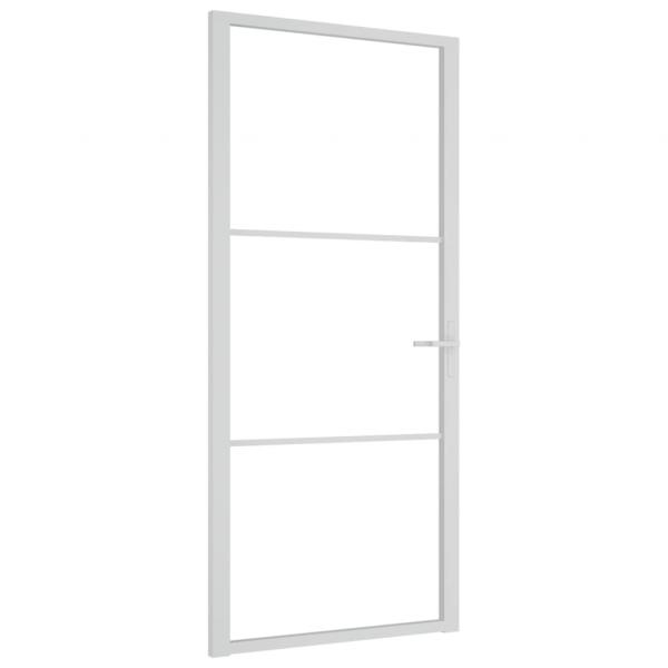 Innentür 93x201,5 cm Weiß ESG-Glas und Aluminium