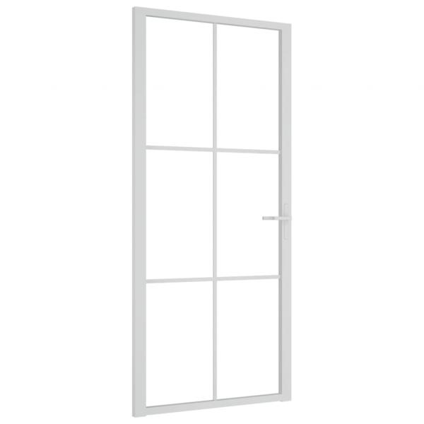 Innentür 93x201,5 cm Weiß ESG-Glas und Aluminium