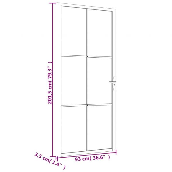 Innentür 93x201,5 cm Weiß ESG-Glas und Aluminium