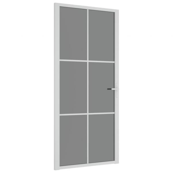 Innentür 93x201,5 cm Weiß ESG-Glas und Aluminium