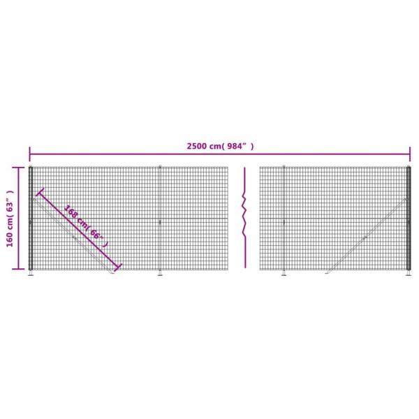 Maschendrahtzaun mit Bodenflansch Anthrazit 1,6x25 m