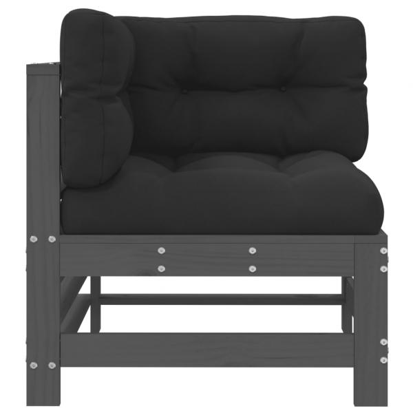 Ecksofa mit Kissen Grau Massivholz Kiefer