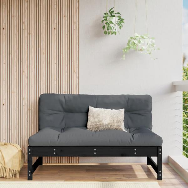 ARDEBO.de - Mittelsofa Schwarz 120x80 cm Massivholz Kiefer