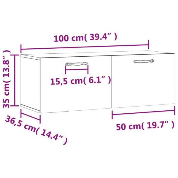 Wandschrank Schwarz 100x36,5x35 cm Holzwerkstoff