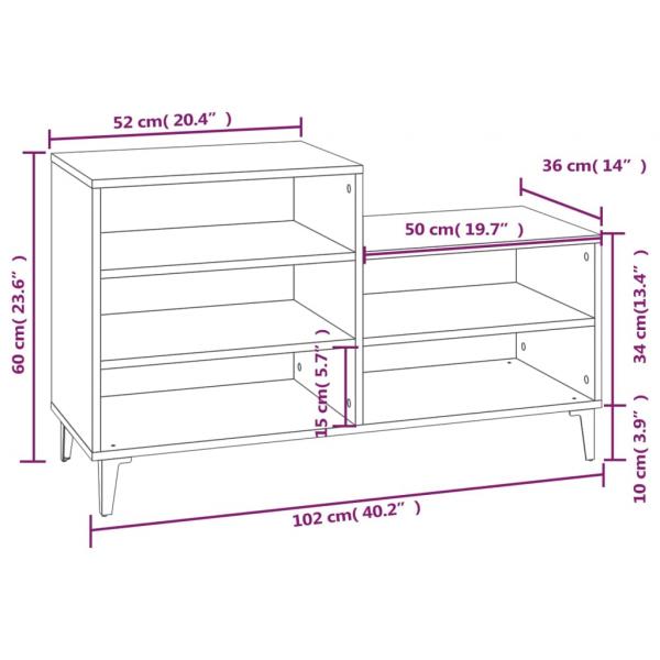 Schuhregal Weiß 102x36x60 cm Holzwerkstoff