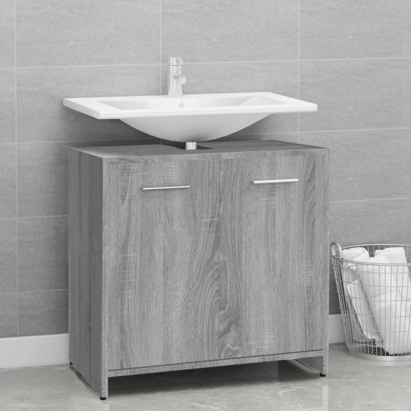 ARDEBO.de - Badezimmerschrank Grau Sonoma 60x33x60 cm Holzwerkstoff