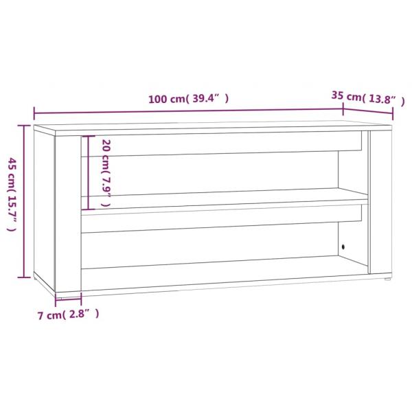 Schuhregal Räuchereiche 100x35x45 cm Holzwerkstoff