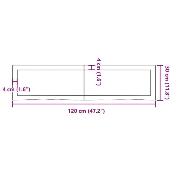 Wandregal Dunkelbraun 120x30x(2-4)cm Massivholz Eiche Behandelt