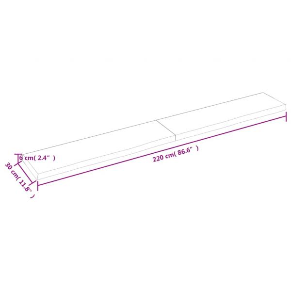 Wandregal Dunkelbraun 220x30x(2-6)cm Massivholz Eiche Behandelt