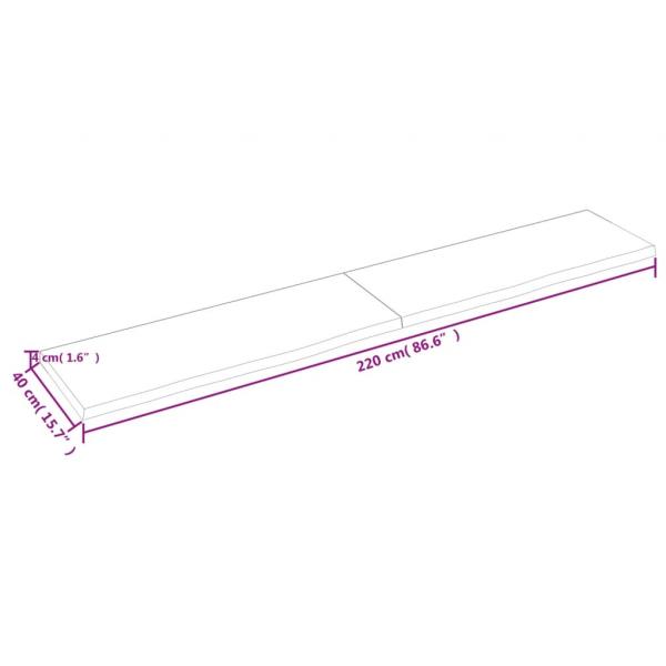 Wandregal Dunkelbraun 220x40x(2-4)cm Massivholz Eiche Behandelt