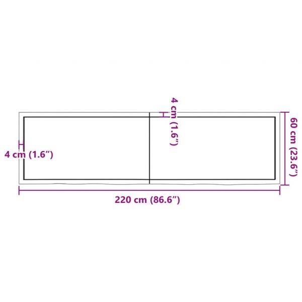 Wandregal Dunkelbraun 220x60x(2-4)cm Massivholz Eiche Behandelt