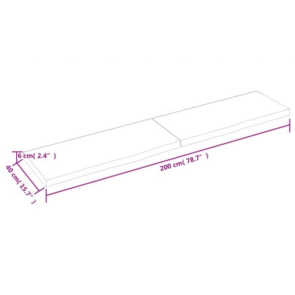 Wandregal Dunkelbraun 200x40x(2-6)cm Massivholz Eiche Behandelt