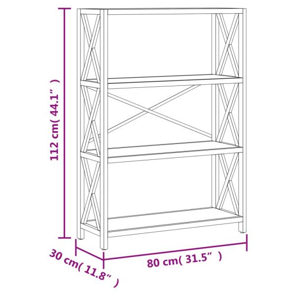 Regal mit 4 Böden 80x30x112 cm Massivholz Eiche