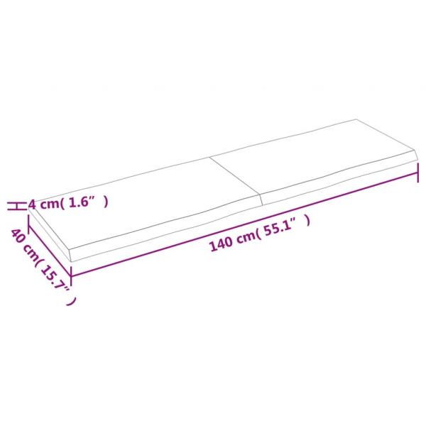 Tischplatte 140x40x(2-4) cm Massivholz Unbehandelt Baumkante