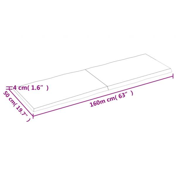 Tischplatte 160x50x(2-4) cm Massivholz Unbehandelt Baumkante