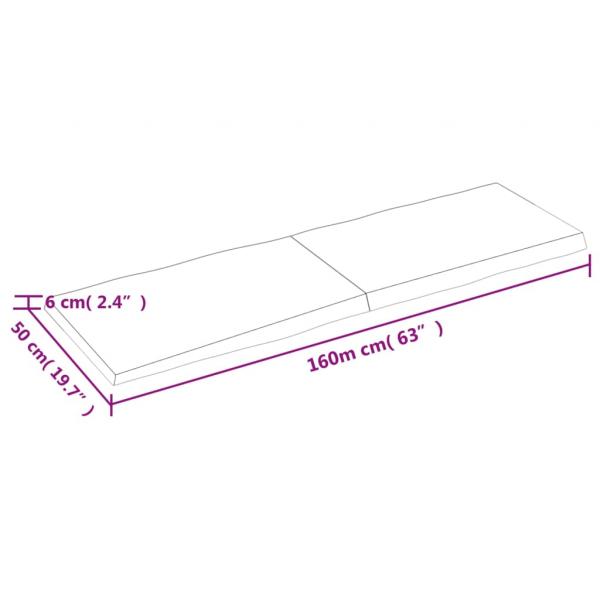 Tischplatte 160x50x(2-6) cm Massivholz Unbehandelt Baumkante