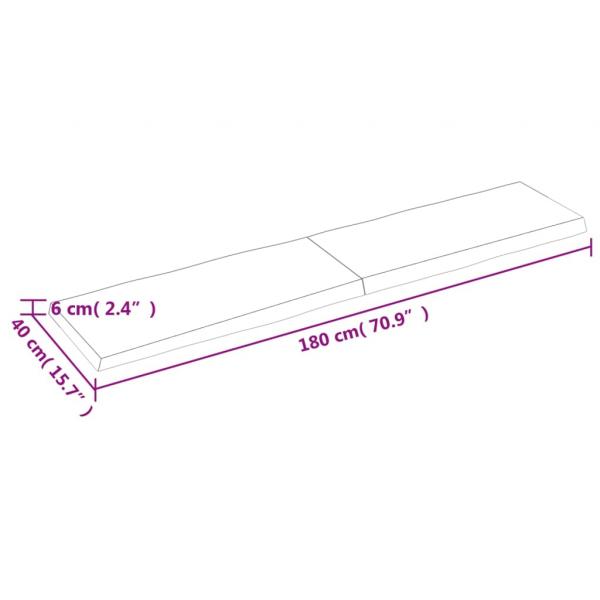 Tischplatte 180x40x(2-6) cm Massivholz Unbehandelt Baumkante