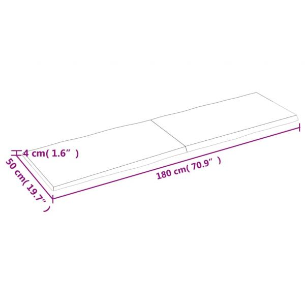 Tischplatte 180x50x(2-4) cm Massivholz Unbehandelt Baumkante