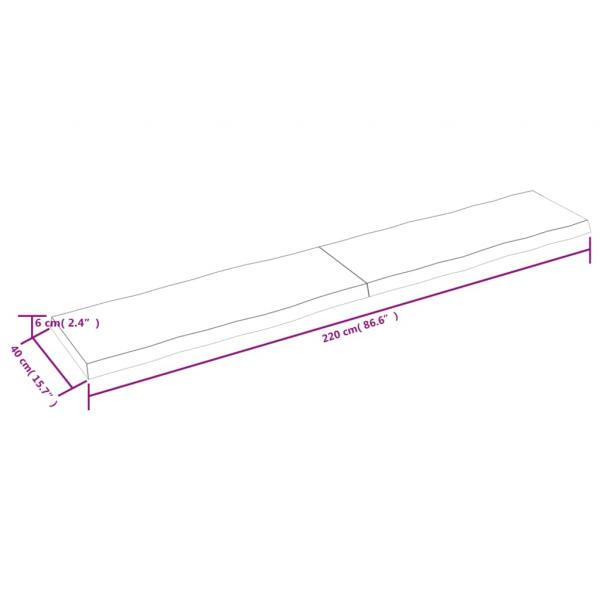 Tischplatte 220x40x(2-6) cm Massivholz Unbehandelt Baumkante