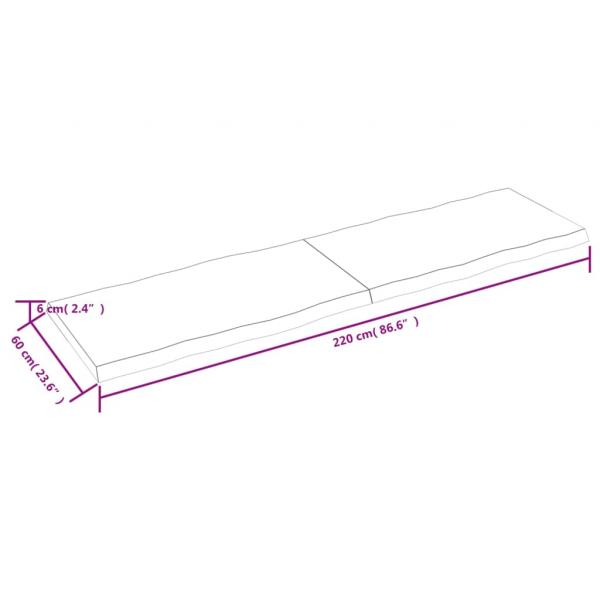 Tischplatte 220x60x(2-6) cm Massivholz Unbehandelt Baumkante