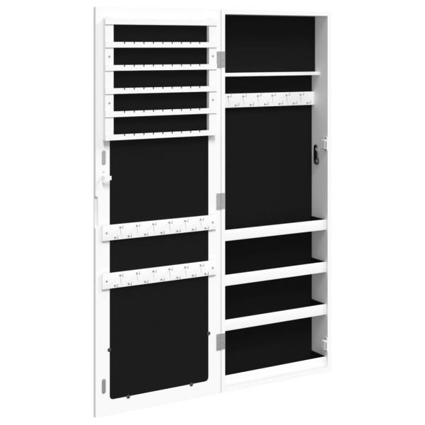 Schmuckschrank mit Spiegel Wandmontage Weiß 37,5x10x106 cm