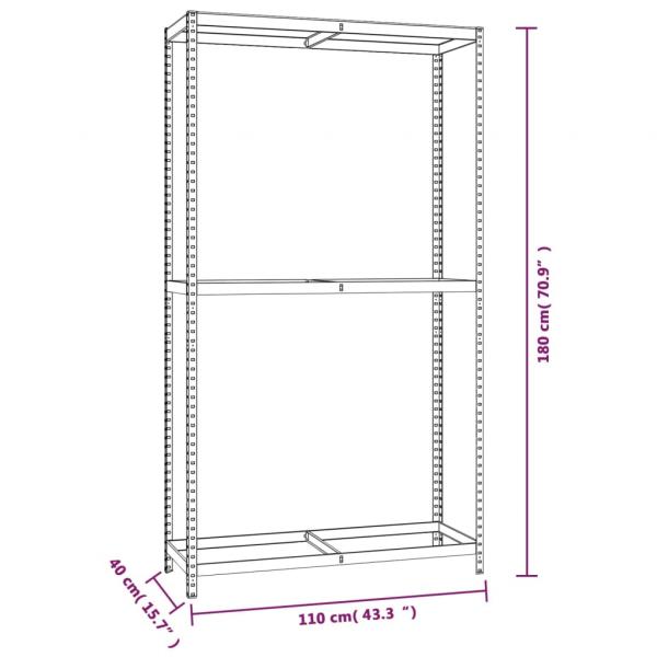 Reifenregale mit 2 Böden 2 Stk. Silbern 110x40x180 cm Stahl