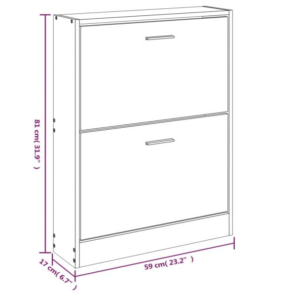 Schuhschrank Eichen-Optik 59x17x81 cm Holzwerkstoff