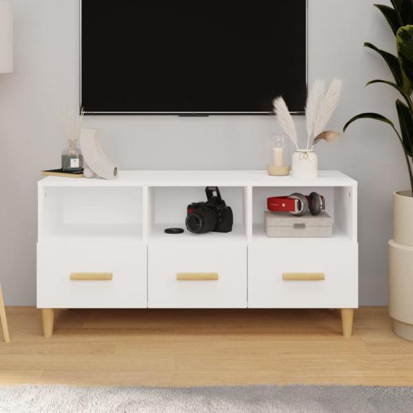 ARDEBO.de - TV-Schrank Hochglanz-Weiß 102x36x50 cm Holzwerkstoff