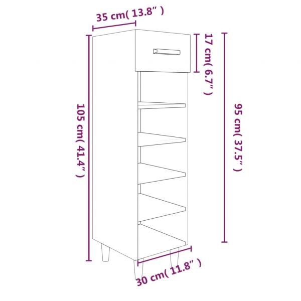 Schuhschrank Hochglanz-Weiß 30x35x105 cm Holzwerkstoff