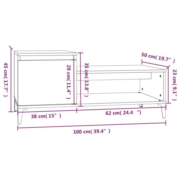 Couchtisch Weiß 100x50x45 cm Holzwerkstoff