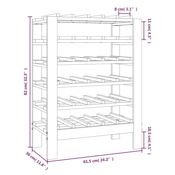 Weinregal 61,5x30x82 cm Massivholz Kiefer