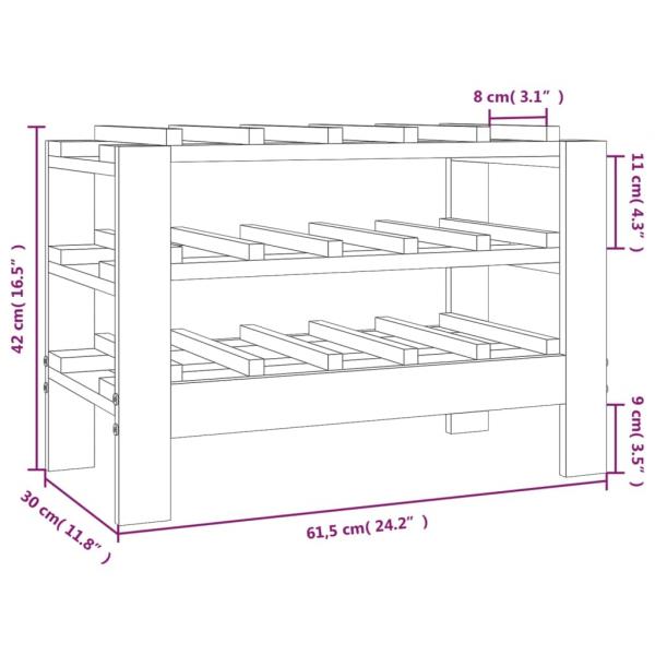 Weinregal 61,5x30x42 cm Massivholz Kiefer