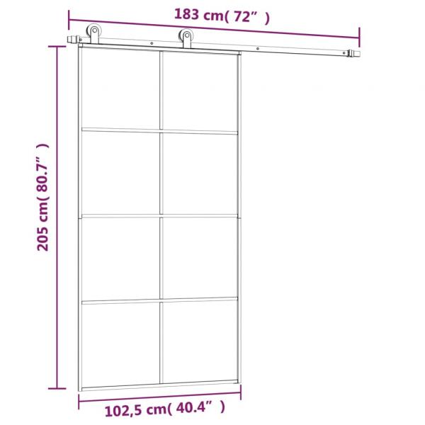 Schiebetür mit Beschlag 102,5x205 cm ESG-Glas & Aluminium