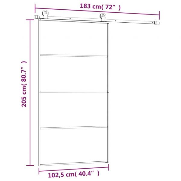 Schiebetür mit Beschlag 102,5x205 cm ESG-Glas & Aluminium